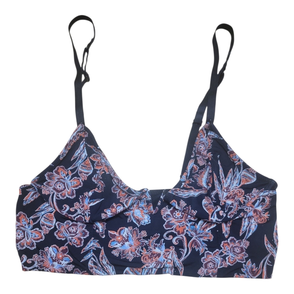Free People Black and Pink Floral Bralette
